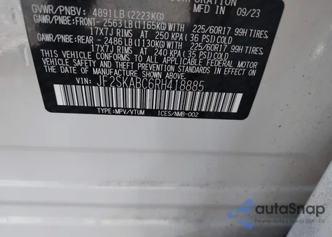 2024 Subaru Forester from USA, damaged, VIN JF2SKABC6RH418885